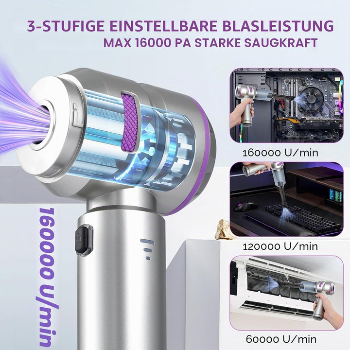 Romon Handstaubsauger, Handstaubsauger Akku Aufladbar Tragbar Leicht Mini Staubsauger Kabellos, 1600