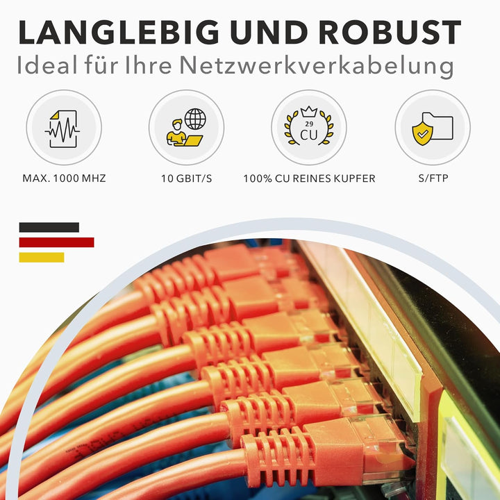 RedStar24 CAT7 Duplex Kabel 50m Verlegekabel Netzwerkkabel CAT 7 Twin LAN Installationskabel SFTP PI