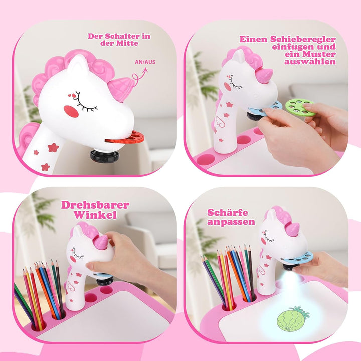 Einhorn Geschenke für Mädchen Zeichenprojektor für Kinder mit 72 Motiven Mädchen Geschenke Spielzeug