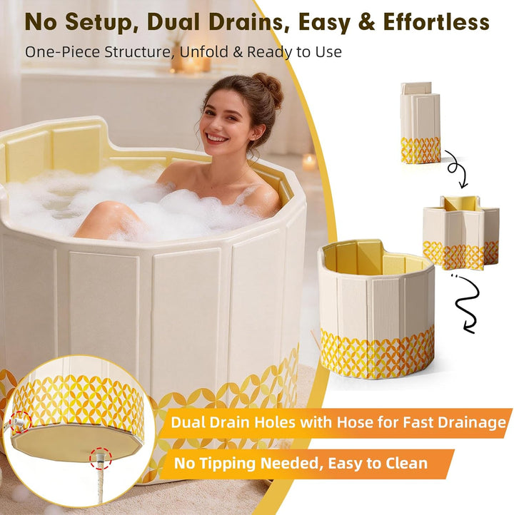80 cm Faltbare Badewanne Erwachsene, Portable Erwachsenen-Badewanne für Dusche, Upgrade C-Förmiger R