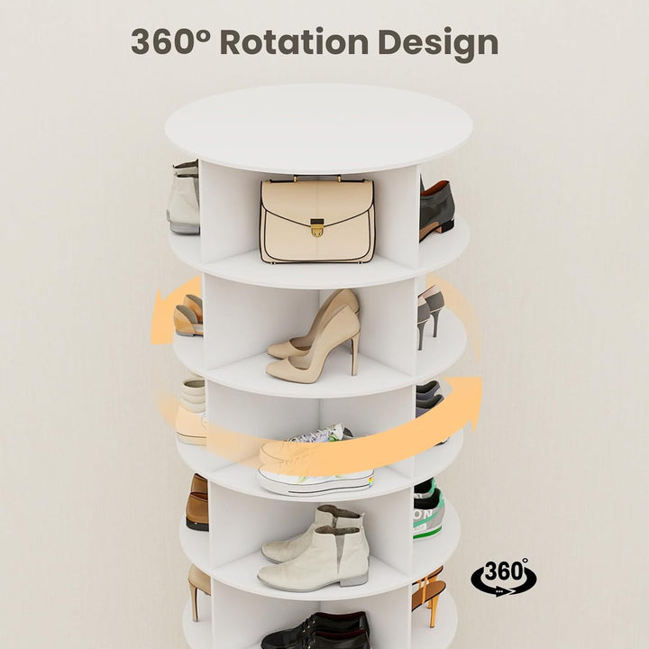 5 Tier Drehbarer Schuhregal 360° drehbares Display weisser Lazy Susan-Organizer Shoe Rack Tower 20 P