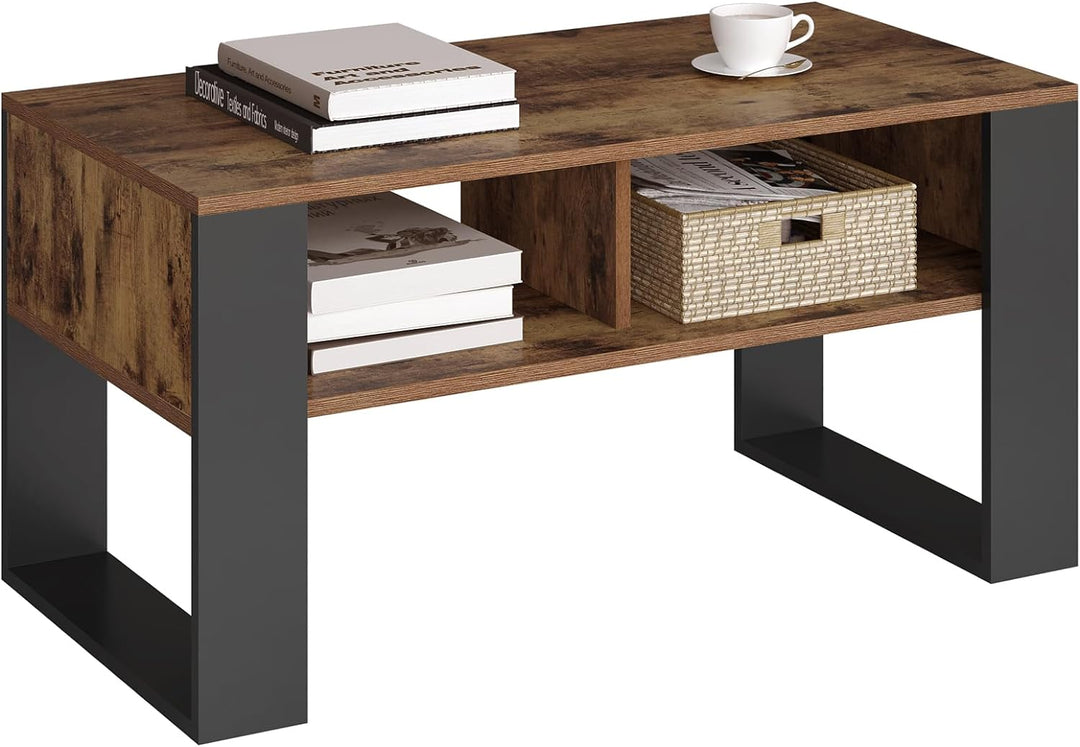 WOLTU Couchtisch mit Stauraum, Beistelltisch fürs Wohnzimmer, Wohnzimmertisch modern, rechteckiger K