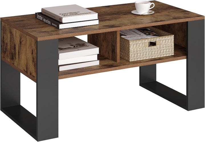 WOLTU Couchtisch mit Stauraum, Beistelltisch fürs Wohnzimmer, Wohnzimmertisch modern, rechteckiger K