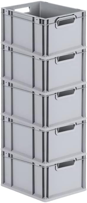 PROREGAL SuperSparSet 5x Eurobox NextGen Grip | HxBxT 22x30x40cm | 20 Liter | Griffe offen | Glatter