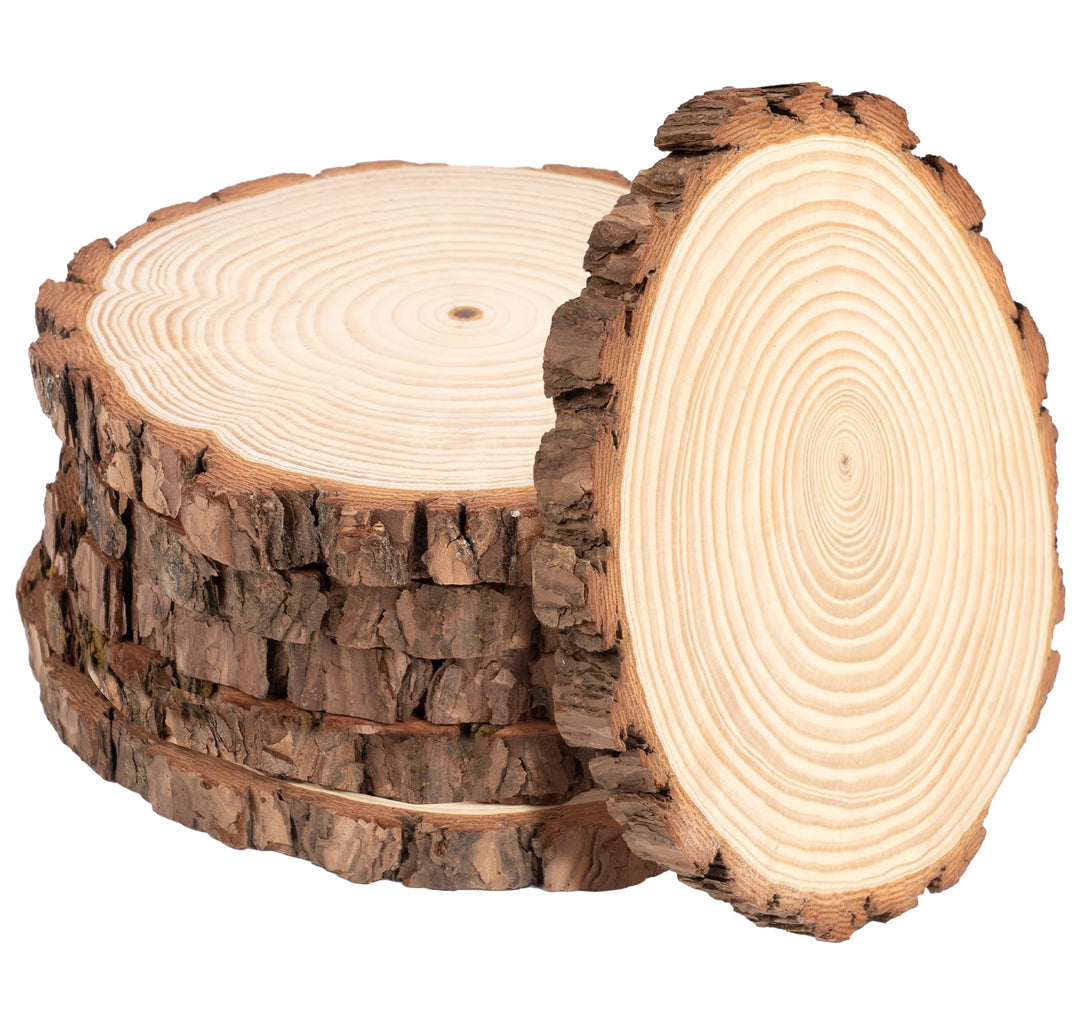 Holzscheiben 15er Set 23-25 cm Runde Baumscheiben ohne Loch für DIY Basteln, Hochzeit, Weihnachtsdek