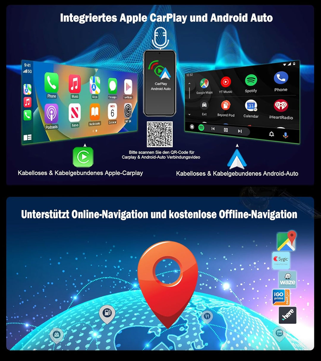 Erisin 10,25 Zoll 8-Kern 4GB+64GB Android 14 Autoradio Bluetooth mit GPS Navigation für Audi Q5 2009