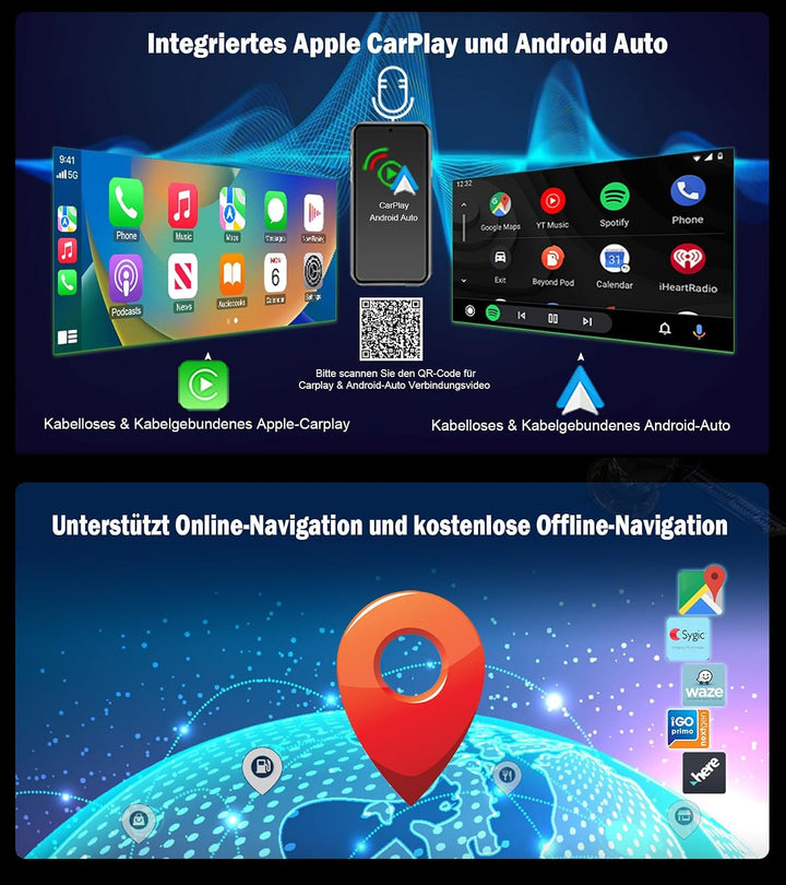 Erisin Android 14 8-Kern 4GB+64GB Qualcomm Autoradio GPS Navigation für Audi A4/S4/RS4 8.8" Unterstü