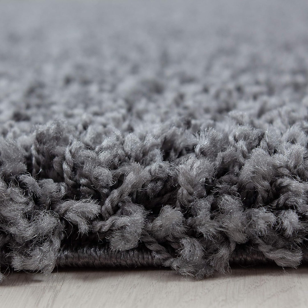 Teppium Hochflor Teppich Wohnzimmer Shaggy 120 cm Rund Grau - Flauschiger Teppich Extra Weich, Wasch