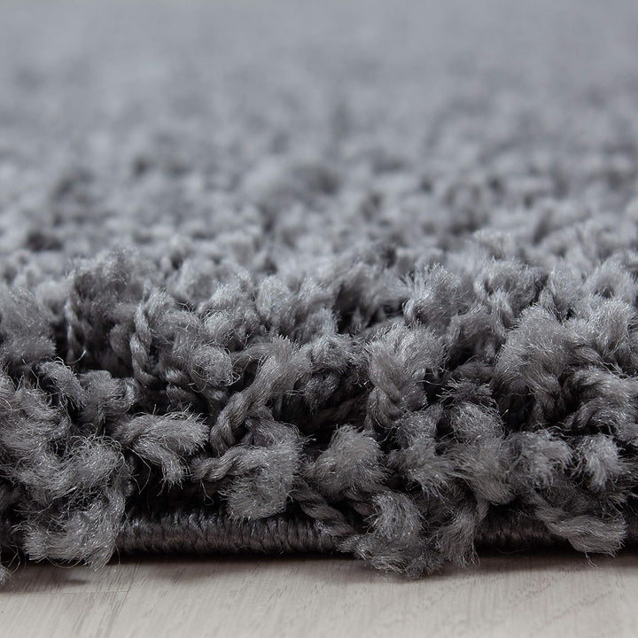 Teppium Hochflor Teppich Wohnzimmer Shaggy 120 cm Rund Grau - Flauschiger Teppich Extra Weich, Wasch