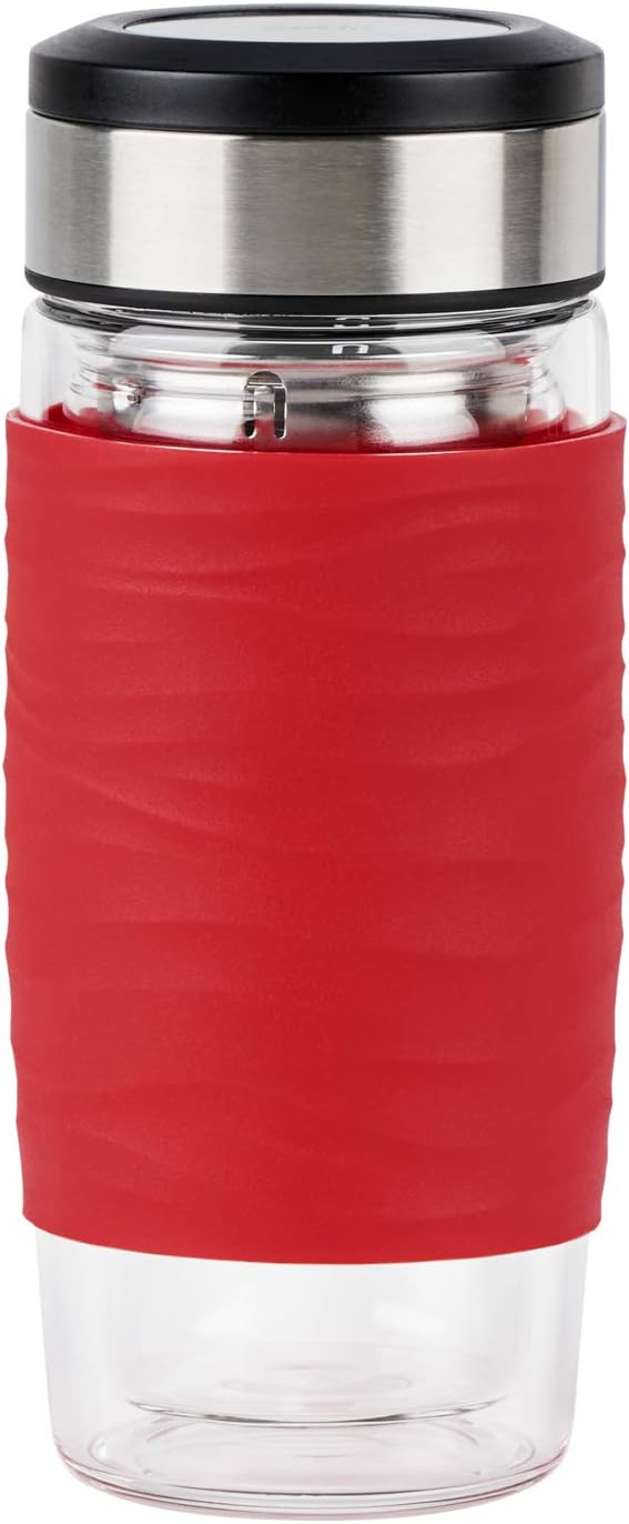 Emsa N20804 Tea Mug Teebecher aus doppelwandigem Glas | 0,4 Liter | herausnehmbares Sieb | BPA-Frei