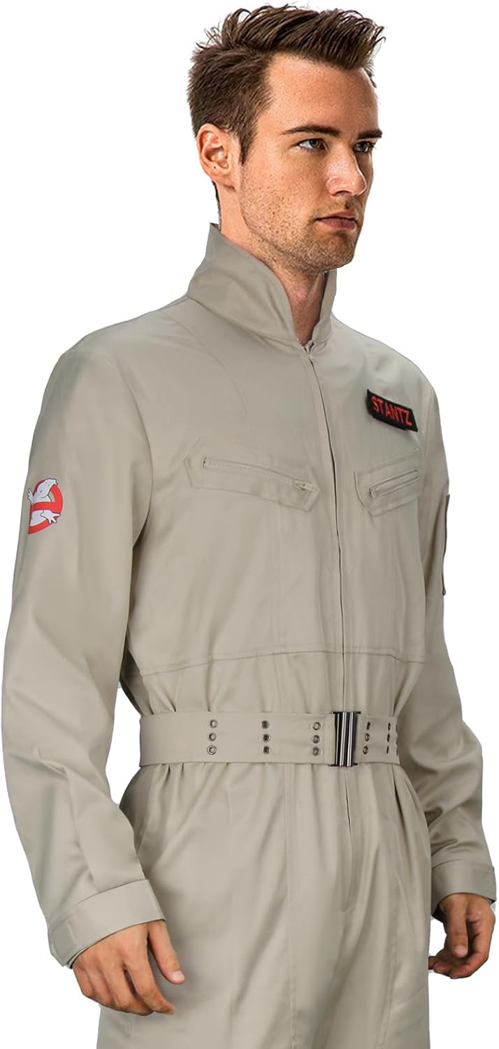 Funhoo Herren Geisterjagd Kostüm Ghost Buster Overalls Halloween Cosplay Afterlife Jumpsuit für Erwa