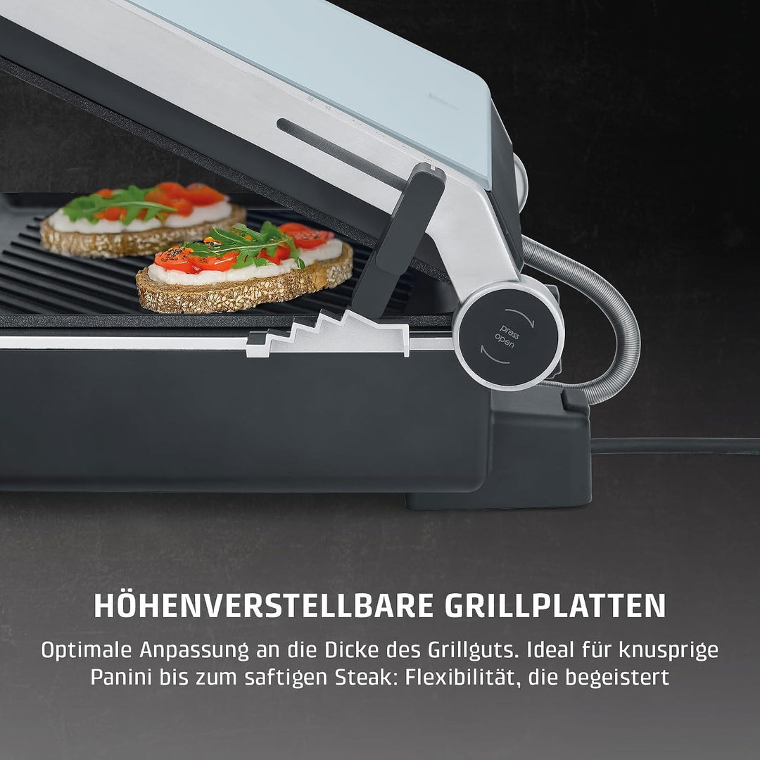 CASO SteakChef Kontaktgrill, 2000 W, PFAS-freie Keramik-Antihaftbeschichtung, abnehmbare Grillplatte