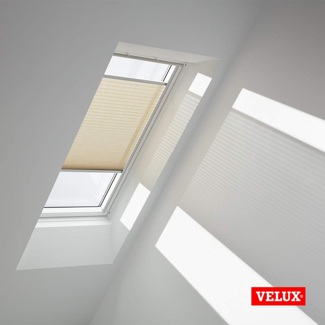 VELUX Original Dachfenster Plissee für M06, Sandbeige, mit Grauer Führungsschiene