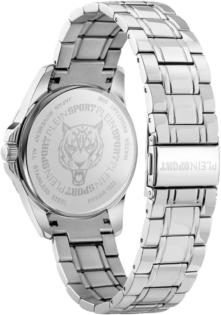 Plein Sport Damen Uhr Analog Quarz Glam Edelstahl Blau, Blau