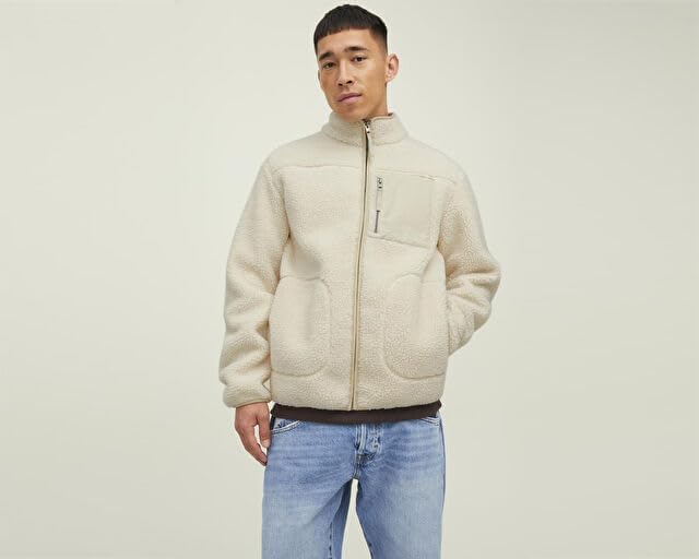 JACK & JONES Herren Jorpark Teddy Jacket Sn Jacke, Oatmeal