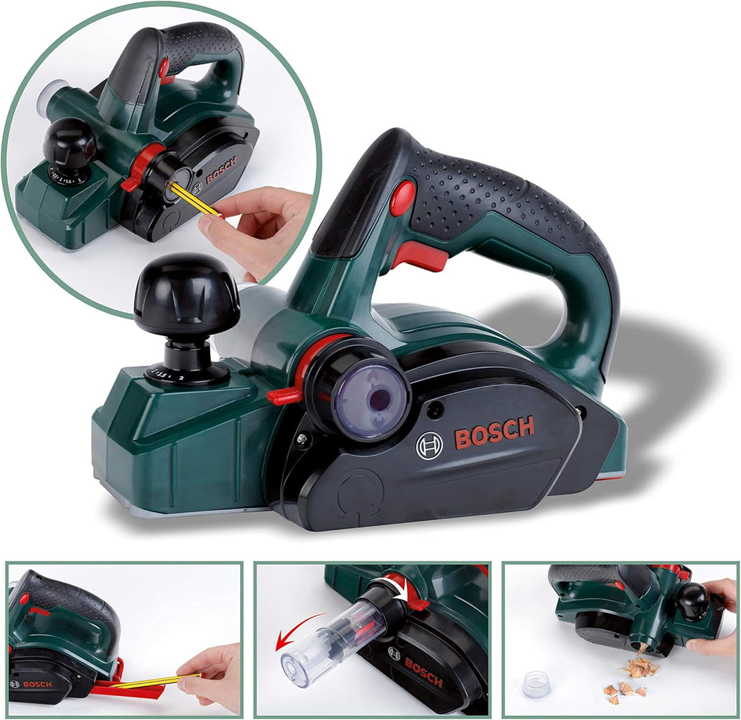 Theo Klein 8727 Bosch Hobel | Batteriebetriebener Kinder-Hobel mit drehbarer Walze und Hobelgeräusch
