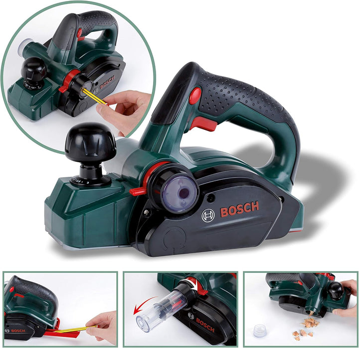 Theo Klein 8727 Bosch Hobel | Batteriebetriebener Kinder-Hobel mit drehbarer Walze und Hobelgeräusch