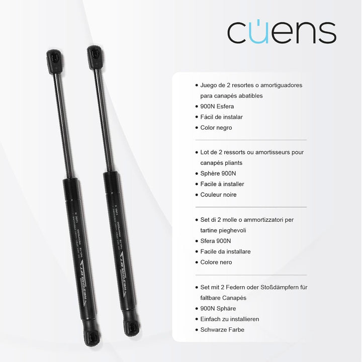 Set mit 2 Gasfedern oder Stossdämpfern für Bettkasten 900N Kugel-Clip - Ideal für Bettkasten 105 cm