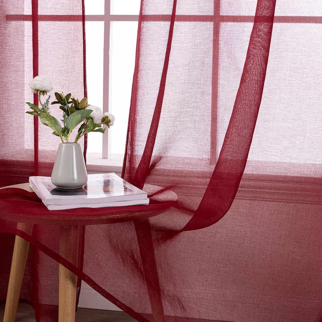 MIULEE Sheer Voile Vorhang Weihnachtsdeko mit Ösen Transparente Optik Gardine Ösenvorhang Ösenschal