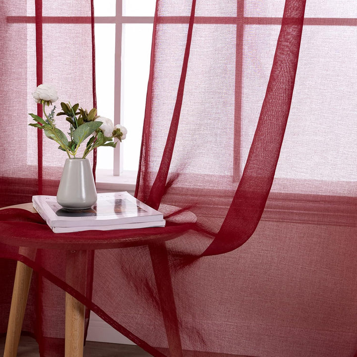 MIULEE Sheer Voile Vorhang Weihnachtsdeko mit Ösen Transparente Optik Gardine Ösenvorhang Ösenschal