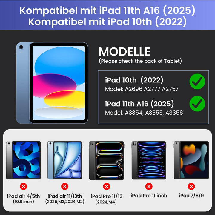 typecase Edge Magnetische Hülle mit Tastatur für iPad 11 Generation 2025 A16 11 Zoll und 10 Generati
