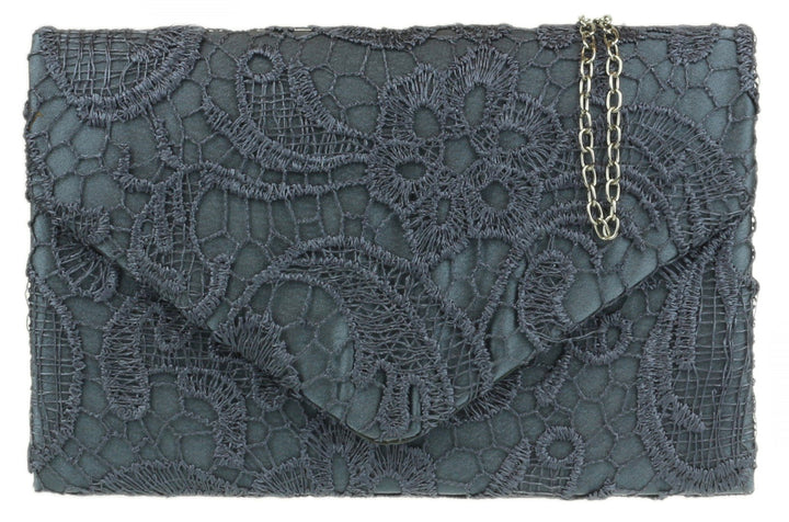 Girly Handbags Clutch aus Satinspitze Grau, Grau