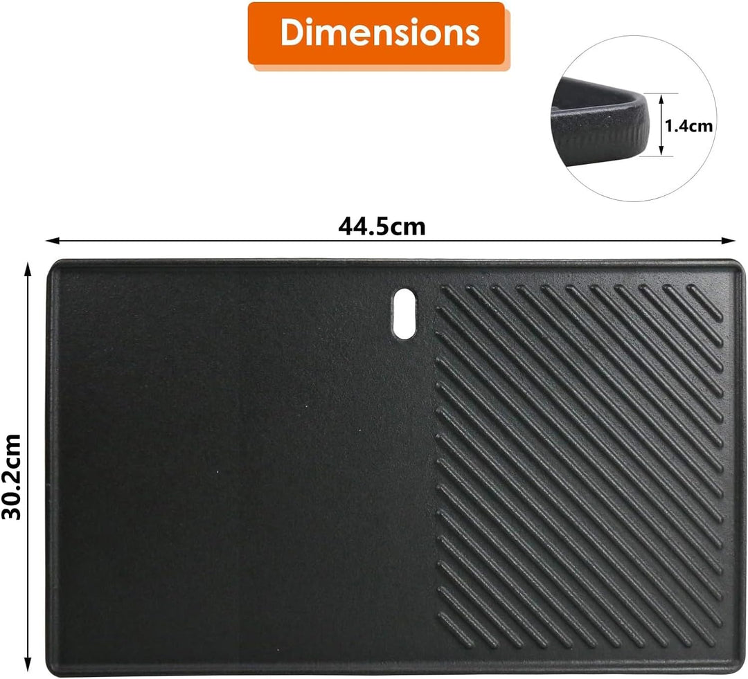 Denmay 7638 44,5 x 30cm Grillplatte Gusseisen für Weber I & II Spirit E/S 310, 320, 330, Spirit E-31
