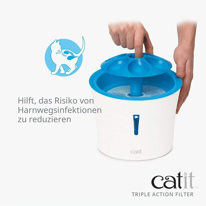 Catit Triple Action Filter, 3fach wirksamer Ersatzfilter, Trinkbrunnenfilter, 5er Pack &amp; Silikonmatt