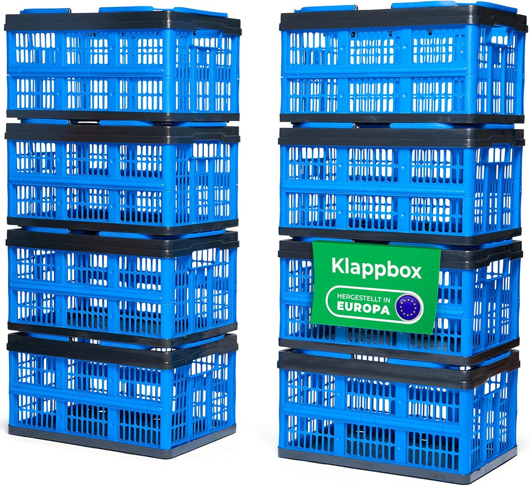 Novaliv Klappbox Blau 8er Set - 16L Faltkorb mit Henkeln - Vielseitiger Einkaufskorb - Praktische Au