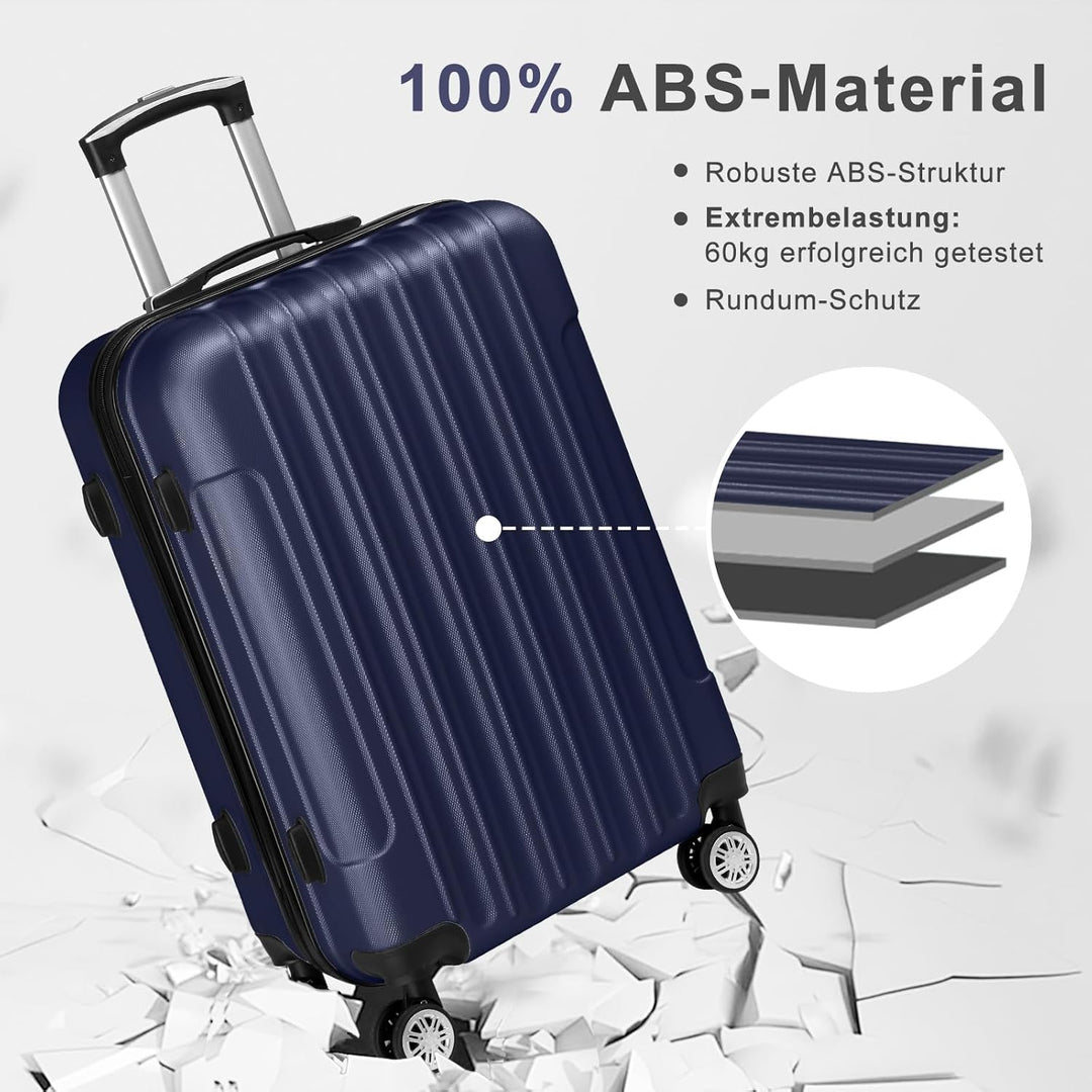 LEADZM Kofferset 5 teilig mit Kosmetikkoffer, Koffer Set Hartschalen-Trolley aus ABS, Reisekoffer Se