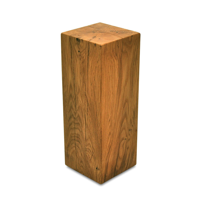 ms factory Holzblock Eiche Massiv - Handgefertigter Holzklotz - Rustikale Holzsäule - Beistelltisch