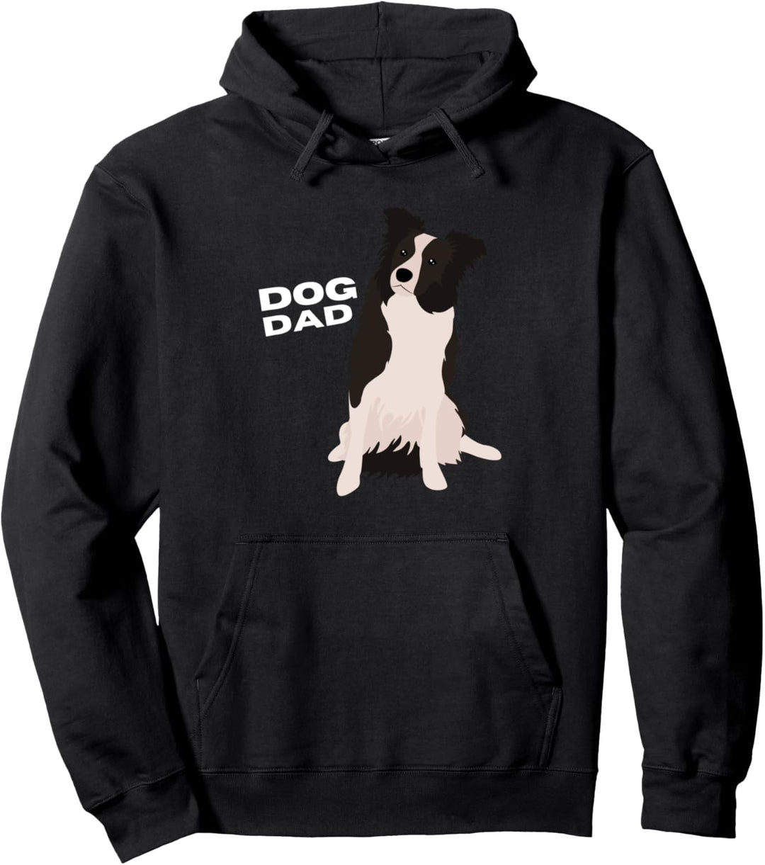 Border Collie Dog Dad Man, Weiss / Schwarz Pullover Hoodie