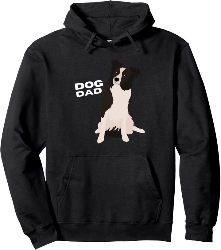 Border Collie Dog Dad Man, Weiss / Schwarz Pullover Hoodie