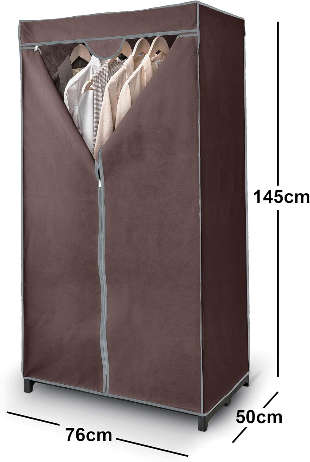 Domopak ARMARIO GUARDA ROPA Tela 75X50X145CM, Textil, Braun, One Size