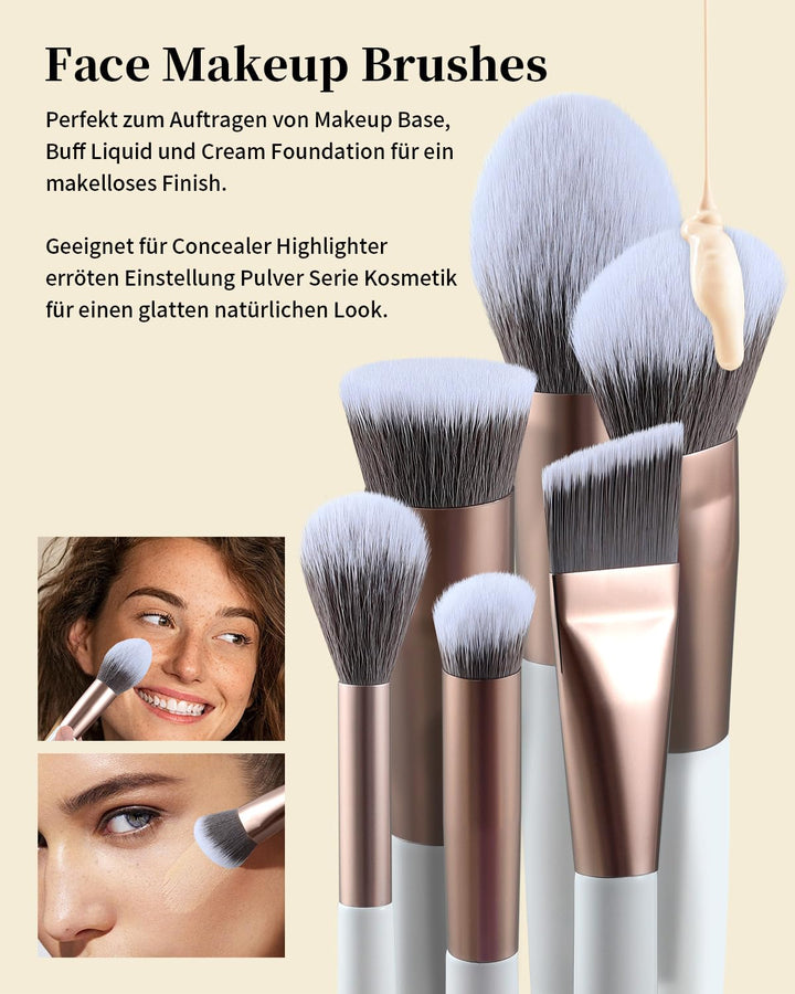 EIGSHOW Make-up Pinselset,15-teilig MUA PRO Serie Profi Pinsel mit Silberionen-Borsten für Foundatio