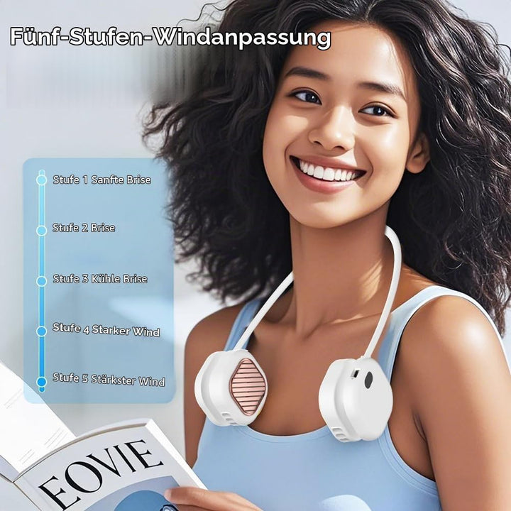 Foluu Nackenventilator Wiederaufladbar, 5 Stufen, LED-Display. Tragbar &amp; Freisprecheinrichtung, 120