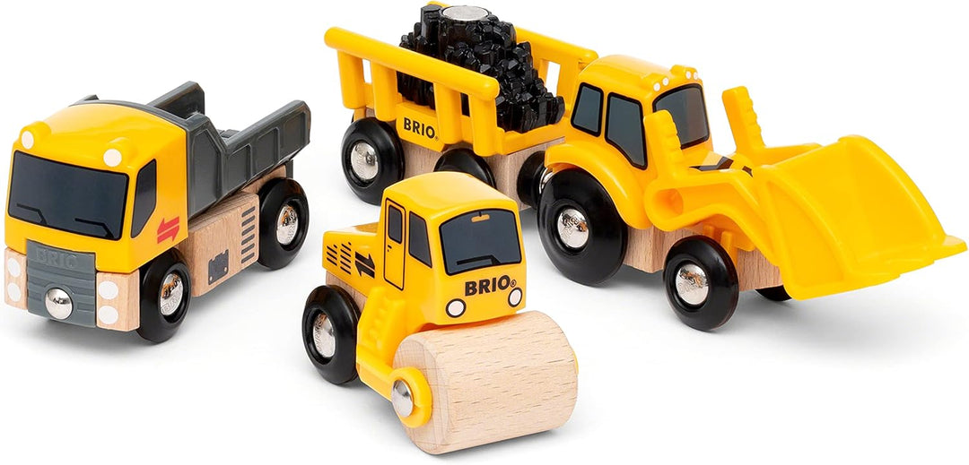 BRIO World 33658 Baustellenfahrzeuge - Ergänzung Holzeisenbahn - Empfohlen ab 3 Jahren &amp; 33799 - Tra
