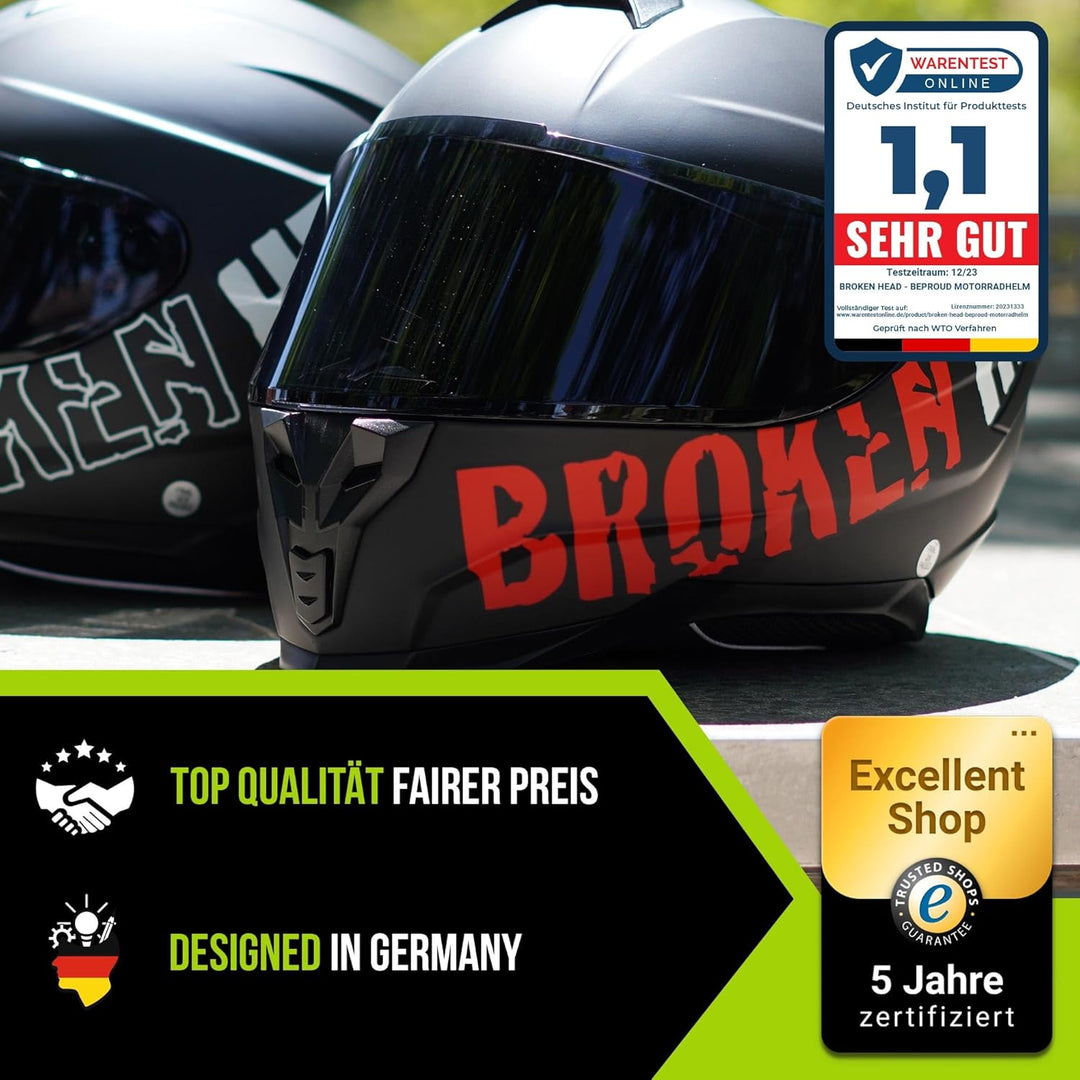 Broken Head BeProud Sport Rot Ltd Motorradhelm - Schlanker Integralhelm Mit Klarem + Schwarzem Visie