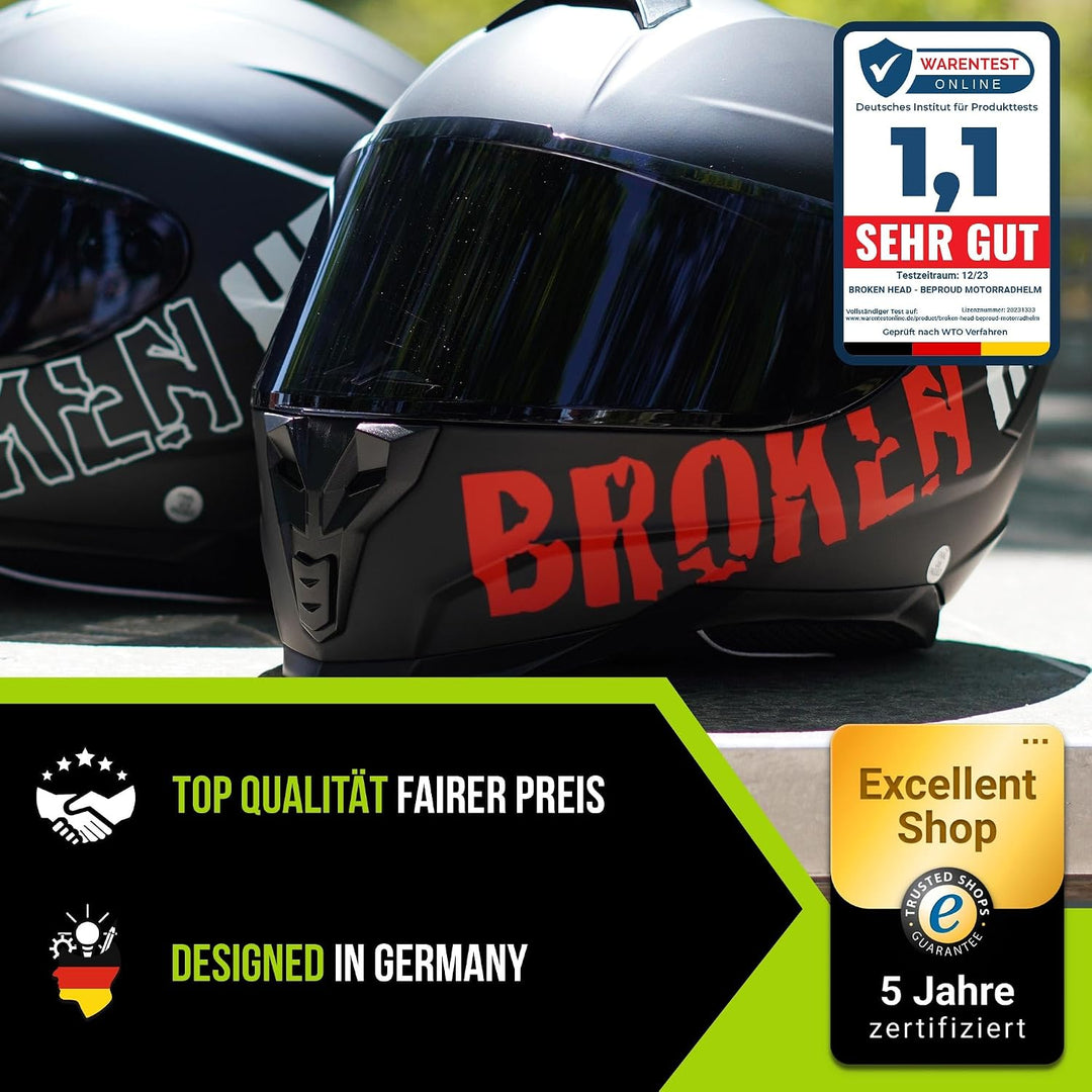 Broken Head BeProud Sport Rot Ltd Motorradhelm - Schlanker Integralhelm Mit Klarem + Schwarzem Visie