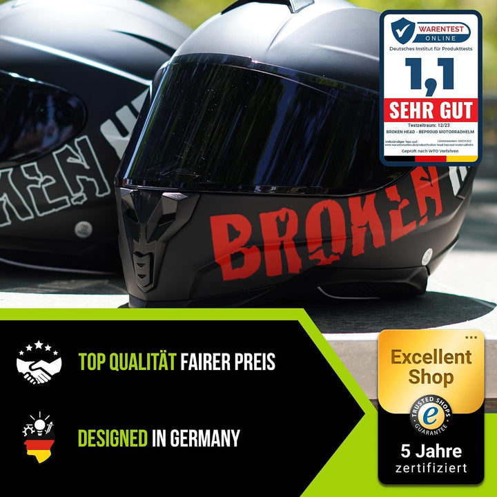 Broken Head BeProud Sport Rot Ltd Motorradhelm - Schlanker Integralhelm Mit Klarem + Schwarzem Visie