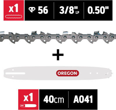 Oregon Sägenkette und Führungsschiene - 3/8" LP, 1.3mm, 56 Antriebsglieder Sägekette und 40cm A041 S