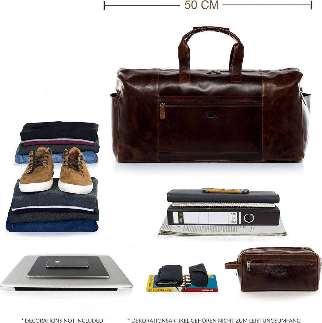 SID & VAIN XL Reisetasche Bristol Side aus Premium Leder I Sporttasche gross XL gross für Herren und