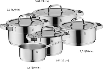 WMF Compact Cuisine Topfset Induktion 5-teilig, Kochtopf Set mit Glasdeckel, Cromargan Edelstahl pol