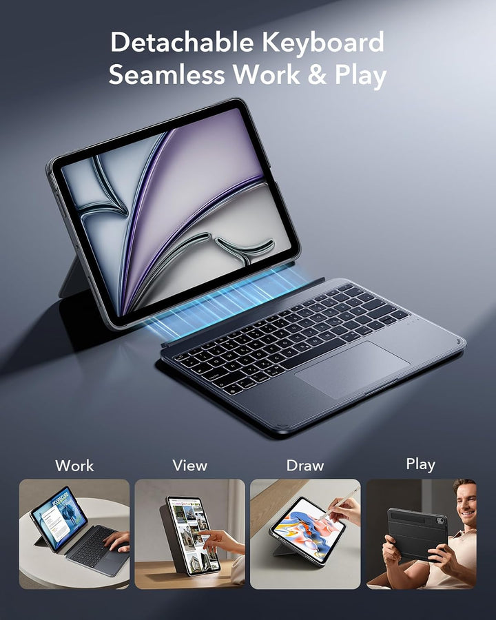 ESR Hülle mit Tastatur für iPad Air 13" (M4/M3/M2) 2026~2024 – Magnetisch abnehmbare Tastatur, Hoch/