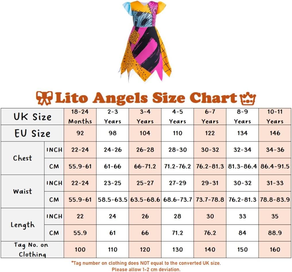 Lito Angels Kostüm Kleid Verkleidung für Kleinkind Kinder Mädchen Grösse 2-9 Jahre, Orange Nur Kleid