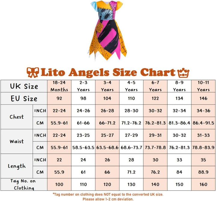 Lito Angels Kostüm Kleid Verkleidung für Kleinkind Kinder Mädchen Grösse 2-9 Jahre, Orange Nur Kleid