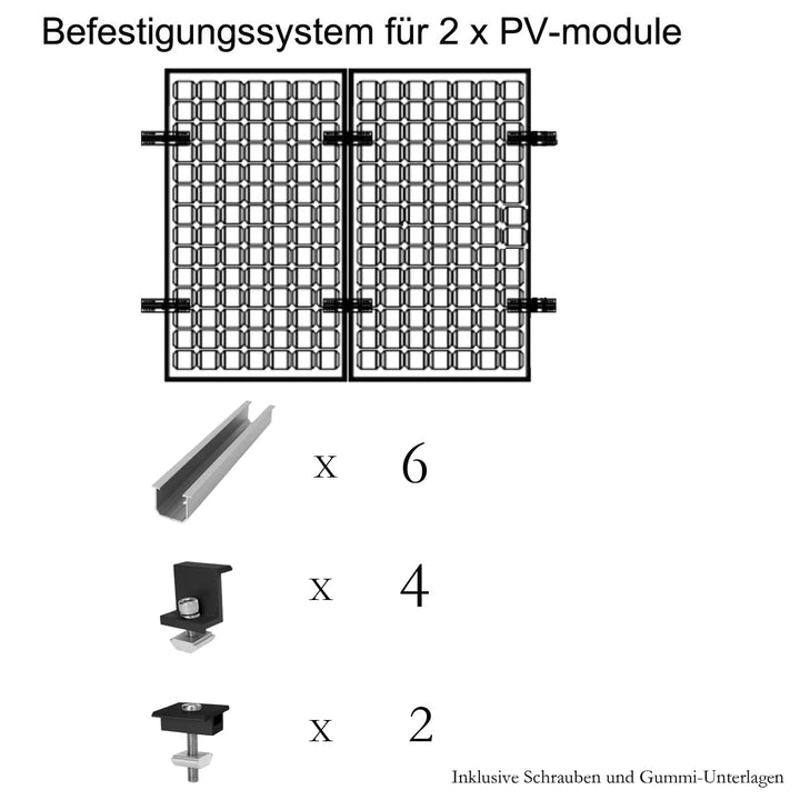 Solarpanel Halterung Kit und Zubehör Schwarz Eloxiert,Halterung für Solarmodule,Befestigungsschiene1