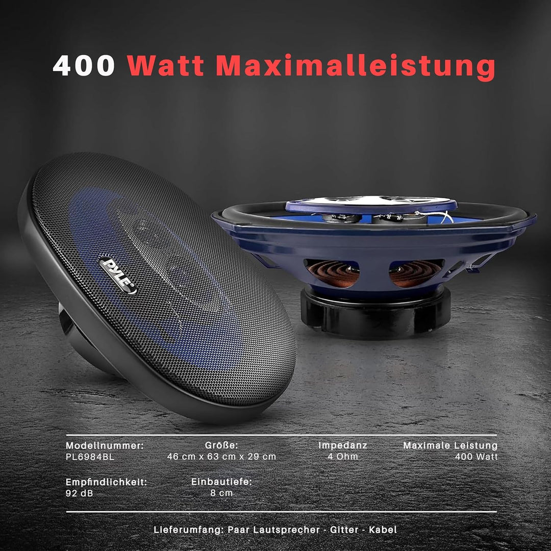 Pyle Auto Lautsprecher 6x9 Zoll 4 Wege Set 400W - Einbaulautsprecher Auto Kfz Lautsprecher mit Hocht