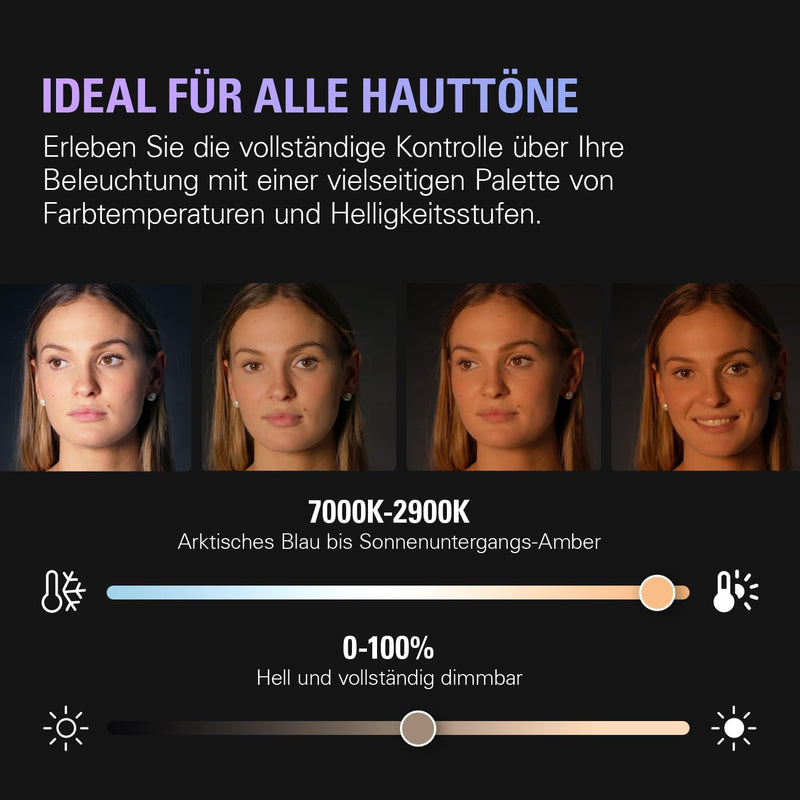 Elgato Key Light - Professionelle Studiobeleuchtung in 2800 Lumen zum Streamen mit Tischklemme, Aufn