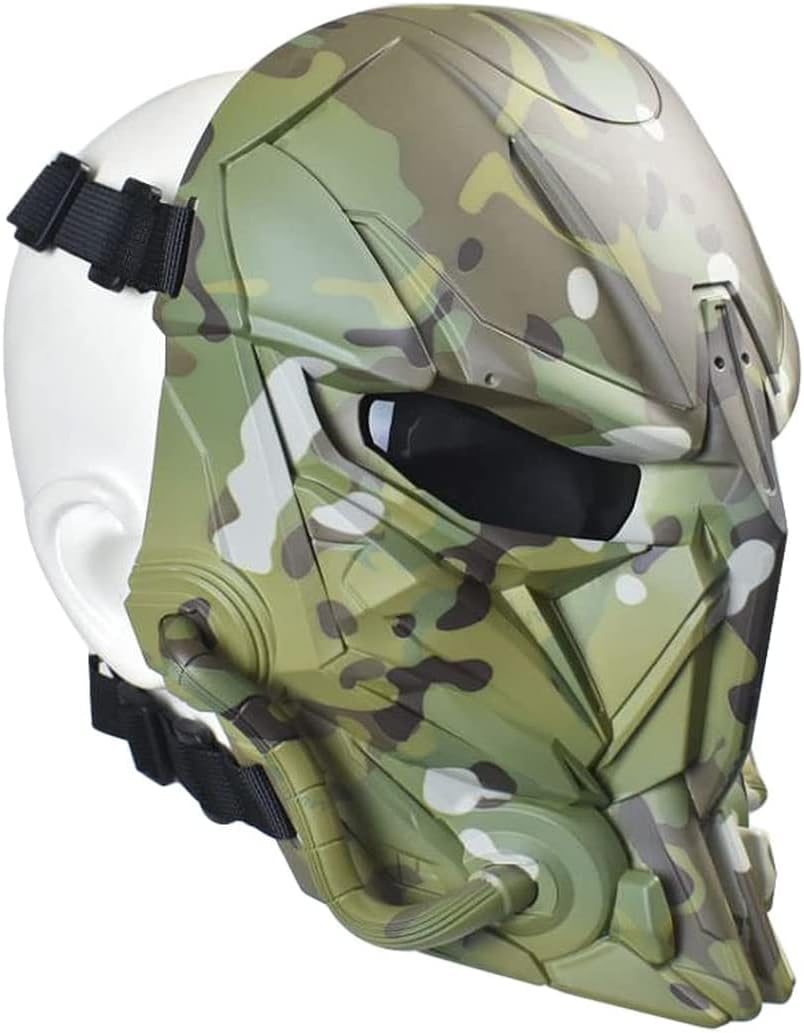 Für Outdoor-Sport, CS Cosplay, verstellbar, Vollgesichtsschutz, Airsoft-Schädelmaske mit Brille, Stu